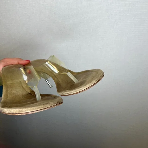 YEEZY Clear Thong Sandal Rare Transparent PVC Stiletto Heel Italy Tan Size 41 - Picture 4 of 6